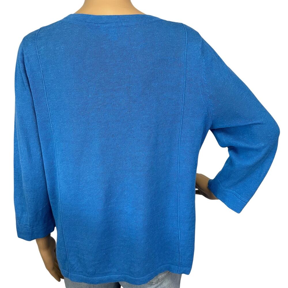 J. Jill Linen Blend Sweater Blue Petite Size MP - Picture 5 of 10
